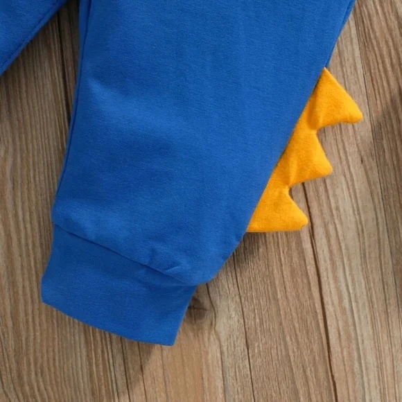 Baby Cartoon Dinosaur & Letter Graphic Pullover & 3D Patched Sweatpants - Picture 7 of 7